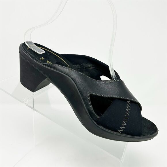 Romika Women's Black Criss Cross Slide Wedge Sandals Size 38 (US 7-7.5) - Picture 1 of 12